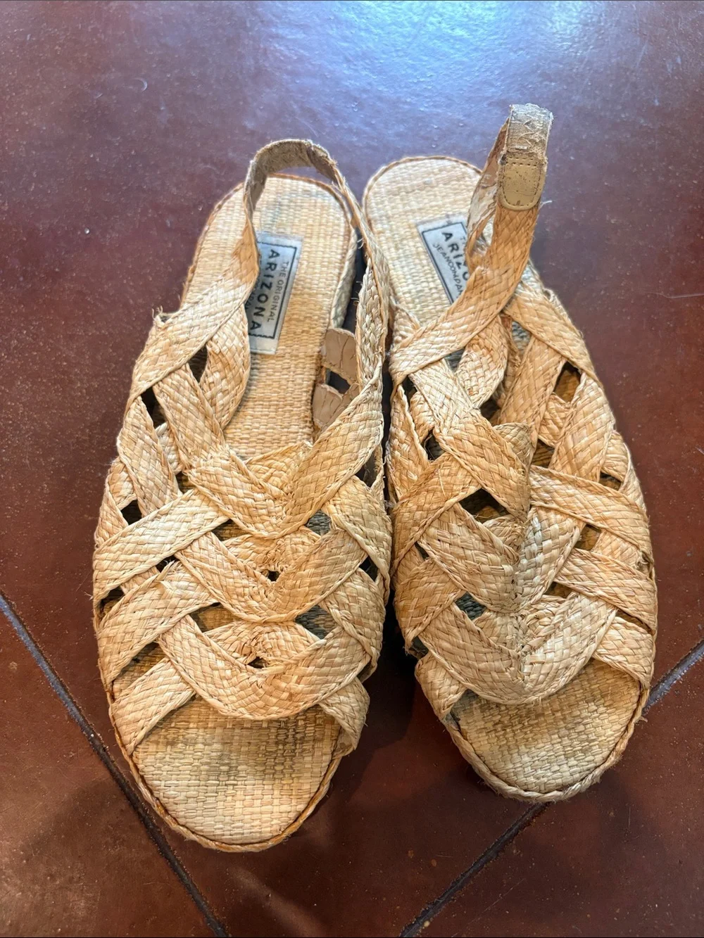 Arizona Jean Company Natural Straw Woven Slingback Sandals